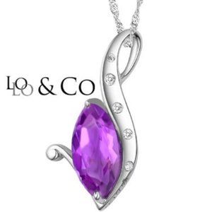 2.87ctw Amethyst & 0.04ctw Diamond Necklace  18in